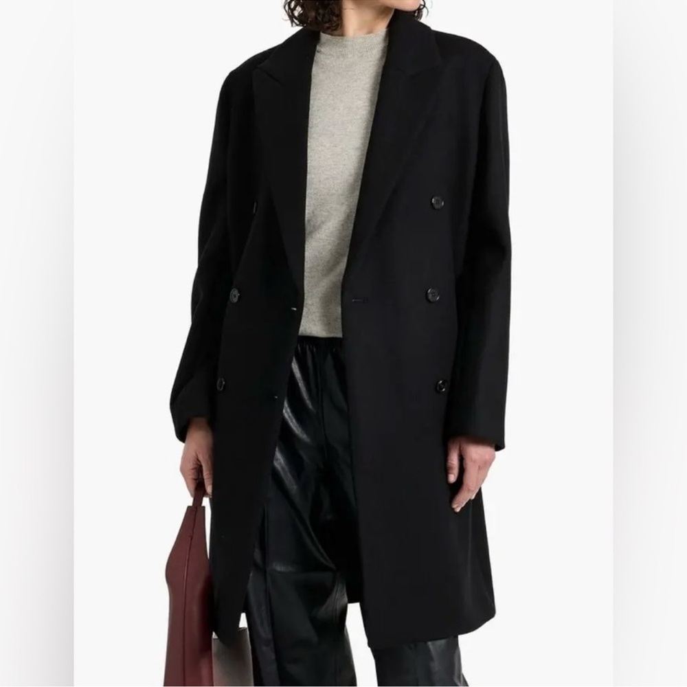 Theory Women's Elegant Woolen Black Boxy Coat, L